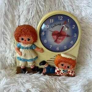 UNTESTED VINTAGE Raggedy Ann Andy Wind-Up Talking Alarm Clock Equity